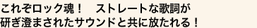これぞロック魂! ストレートな歌詞が
研ぎ澄まされたサウンドと共に放たれる!