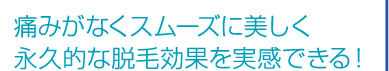 痛みがなくスムーズに美しく永久的な脱毛効果を実感できる！