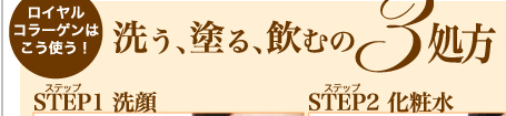 ロイヤルコラーゲンはこう使う! 洗う・塗る・飲むの3処方